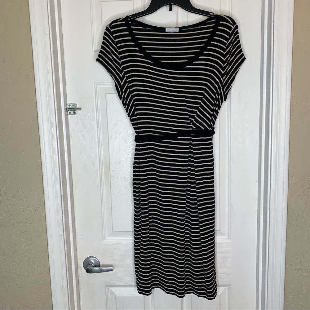 A Pea In The Pod Striped Batwing Sleeve Tie Dress Size Large